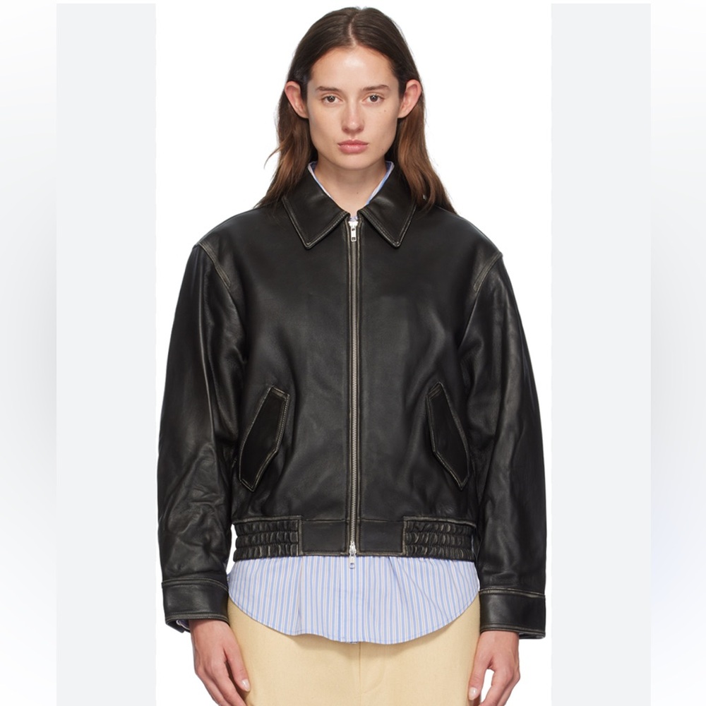 Black Leather Bomber Jacket